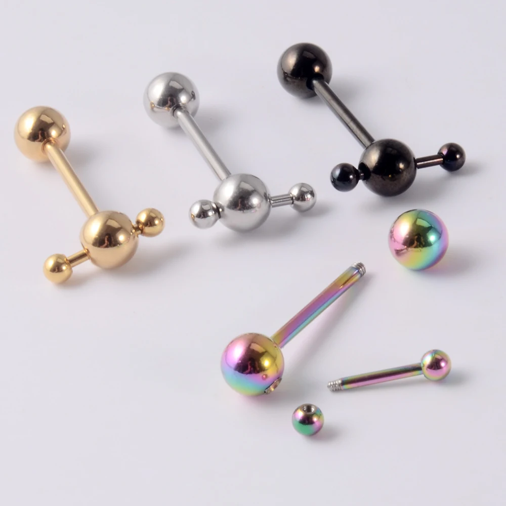 1PC Punk Tongue Nail Middle Finger Surgical Steel Anodizing Prevent Allergic Tongue Barbells Sexy Unisex Body Piercing Jewelry