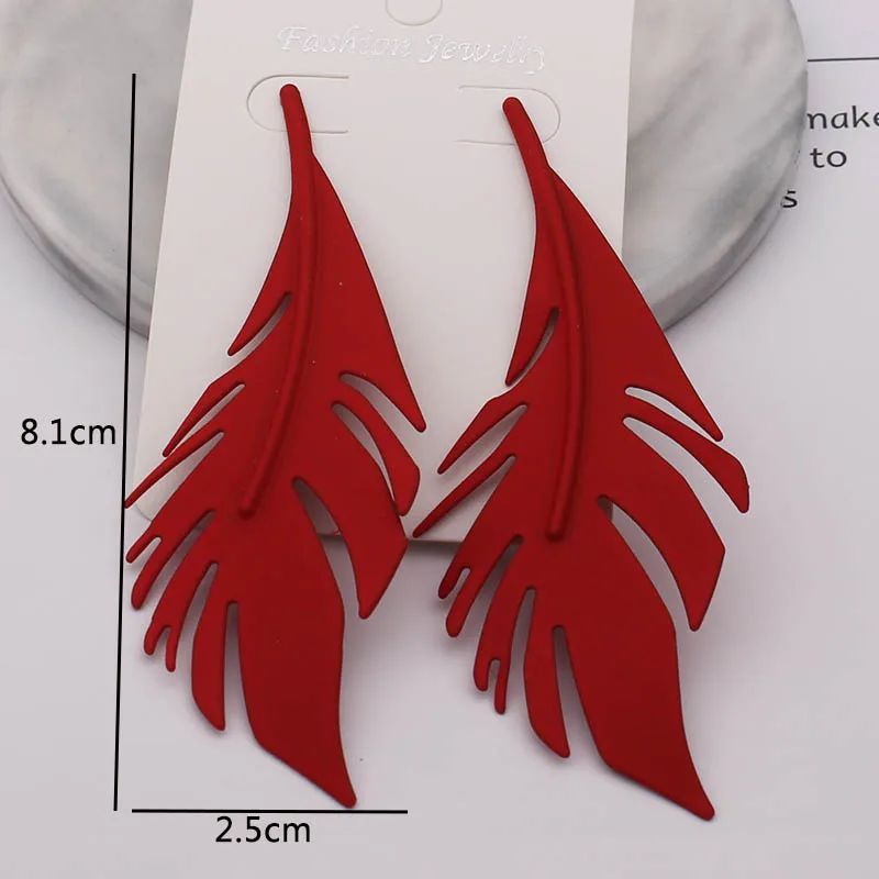 Red Flower Dangle Earrings for Women Metal Butterfly Hanging Earrings Exaggerated Ear Jewelry Trend New Pendientes Mujer