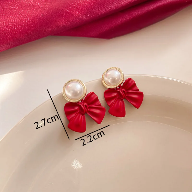 Red Flower Dangle Earrings for Women Metal Butterfly Hanging Earrings Exaggerated Ear Jewelry Trend New Pendientes Mujer