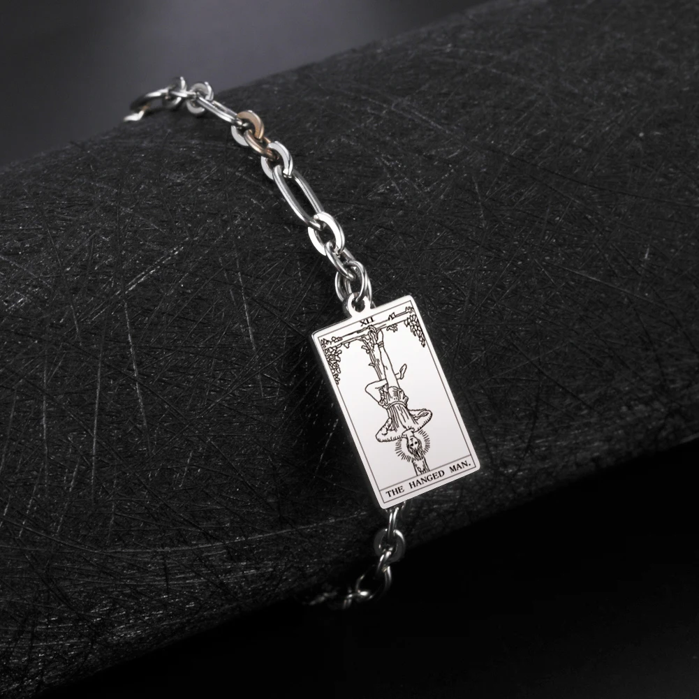LIKGREAT Tarot Card Charms Bracelets for Women Men The Major Arcana Amulet Stainless Steel Classic Tarot Wrist Jewelry Gifts