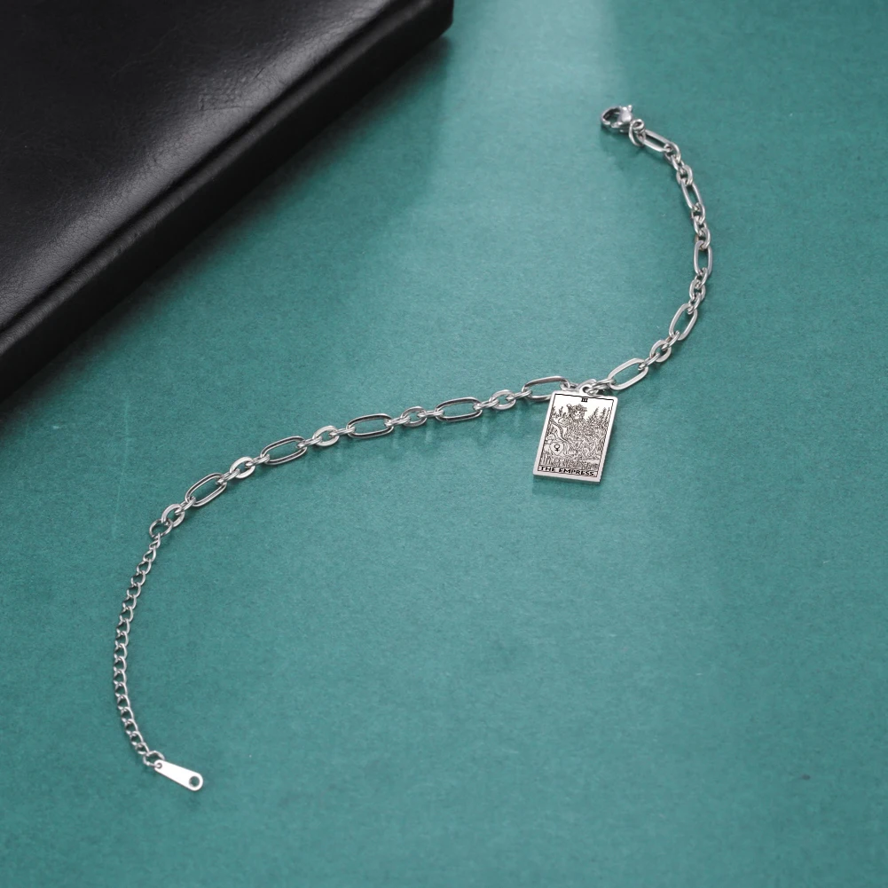 LIKGREAT Tarot Card Charms Bracelets for Women Men The Major Arcana Amulet Stainless Steel Classic Tarot Wrist Jewelry Gifts