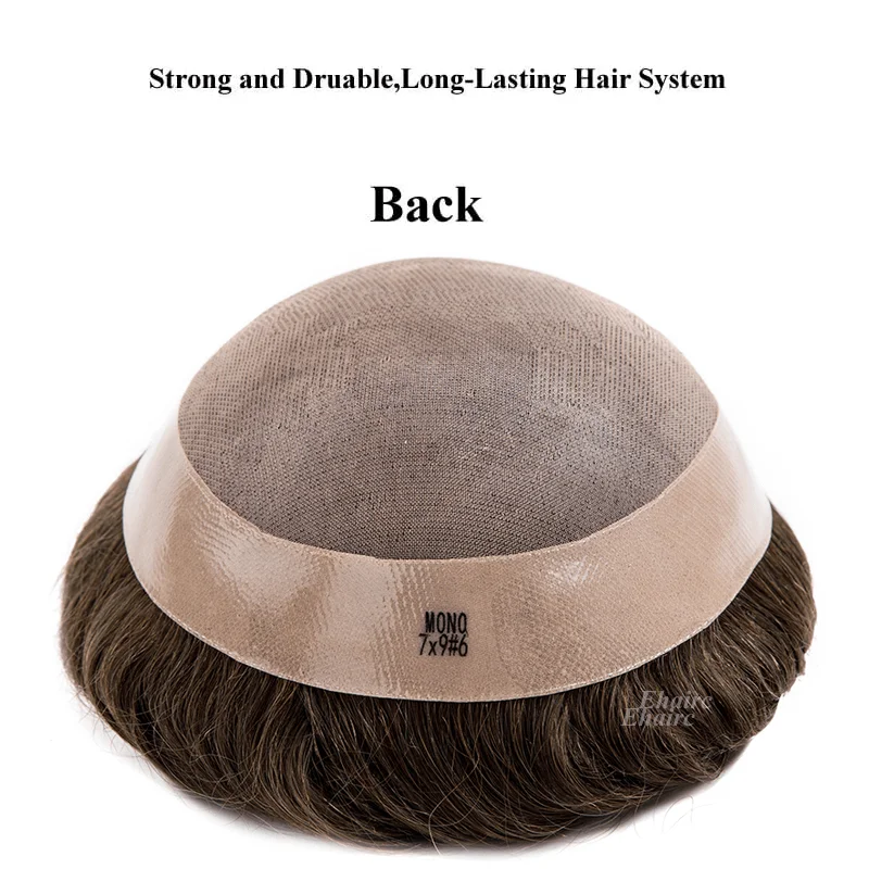 Men's Capillary Prothesis Mono Men's Wig Natural Hair Wigs for Men 6" Human Male Hair Prosthesis For Men Toupee Durable Men Wig