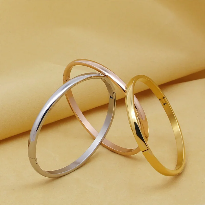 Best-Selling Jewelry Oval Shape Stainless Steel Bracelets Parent-Child Series Love Bangle for Women Party Gifts Wholesale