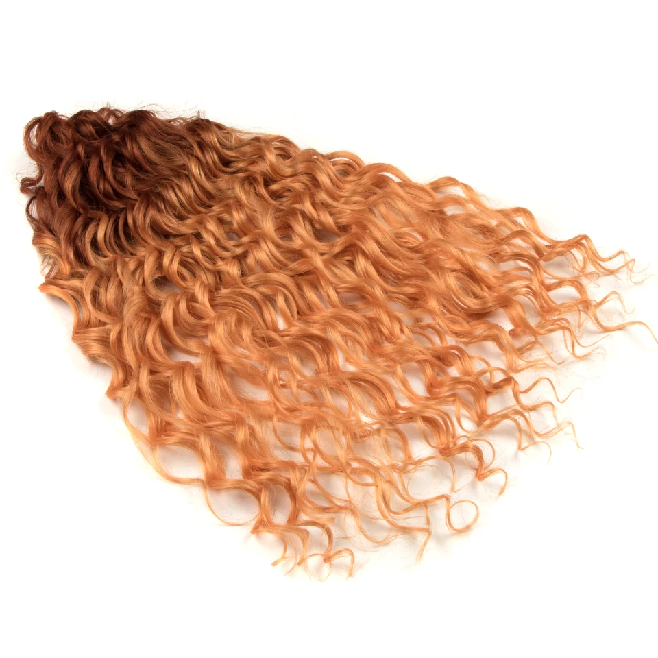 FASHION IDOL Deep Wave Twist Crochet Hair Synthetic Afro Curly Crochet Braids Ombre Orange Braiding Hair Extensions For Women