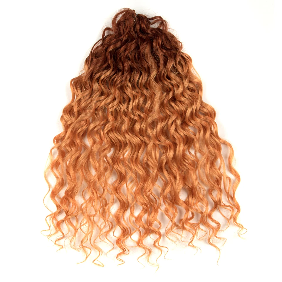 FASHION IDOL Deep Wave Twist Crochet Hair Synthetic Afro Curly Crochet Braids Ombre Orange Braiding Hair Extensions For Women