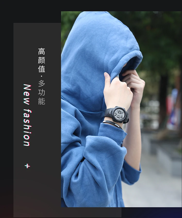 TOP Mens Watch Fashion Big Dial Sport Watches 50M Waterproof Alarm Clock Digital Men WristWatch Relogio Masculino