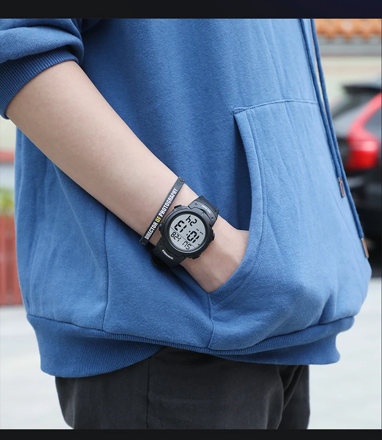 TOP Mens Watch Fashion Big Dial Sport Watches 50M Waterproof Alarm Clock Digital Men WristWatch Relogio Masculino