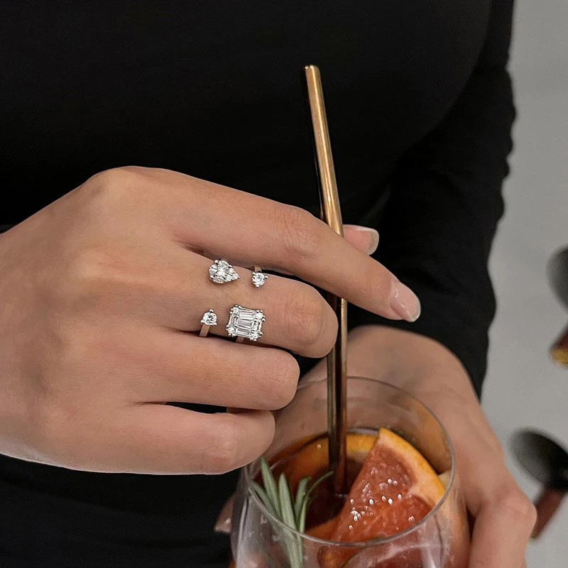 FOXANRY Silver Color Wedding Rings for Women Spring New Trendy Elegant Sparkling Zircon Bride Jewelry Gifts Wholesale