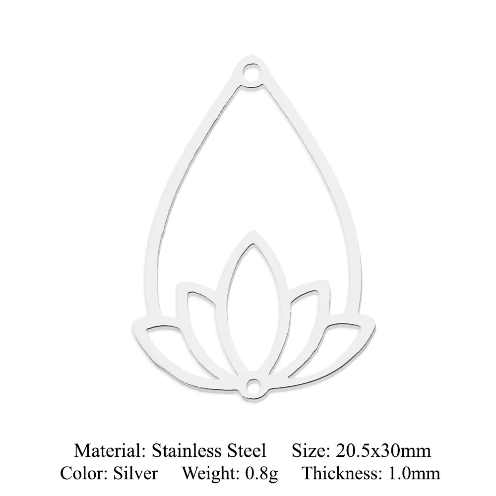 10pcs/lot 316 Stainless Steel Evil Eye Lotus DIY Earring Pendant Wholesale Jewelry Charms Angel Wing Yoga Tree of Life Custom