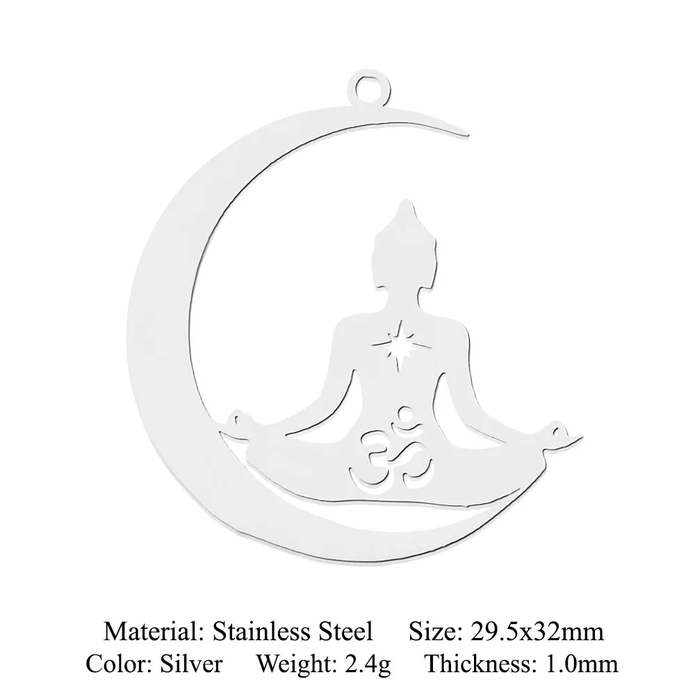 10pcs/lot 316 Stainless Steel Evil Eye Lotus DIY Earring Pendant Wholesale Jewelry Charms Angel Wing Yoga Tree of Life Custom