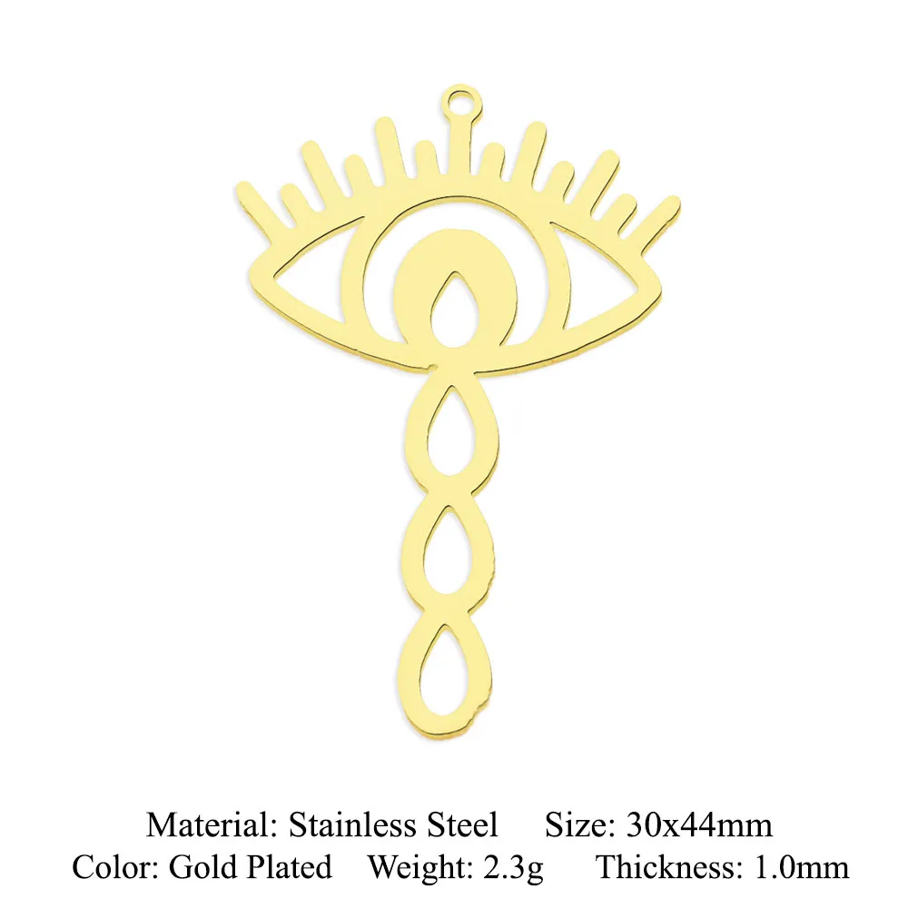 10pcs/lot 316 Stainless Steel Evil Eye Lotus DIY Earring Pendant Wholesale Jewelry Charms Angel Wing Yoga Tree of Life Custom