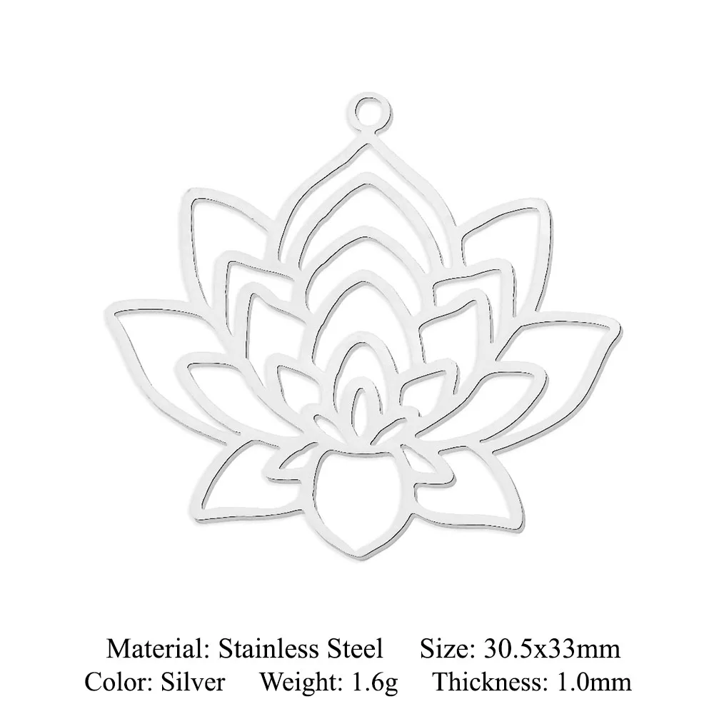 10pcs/lot 316 Stainless Steel Evil Eye Lotus DIY Earring Pendant Wholesale Jewelry Charms Angel Wing Yoga Tree of Life Custom