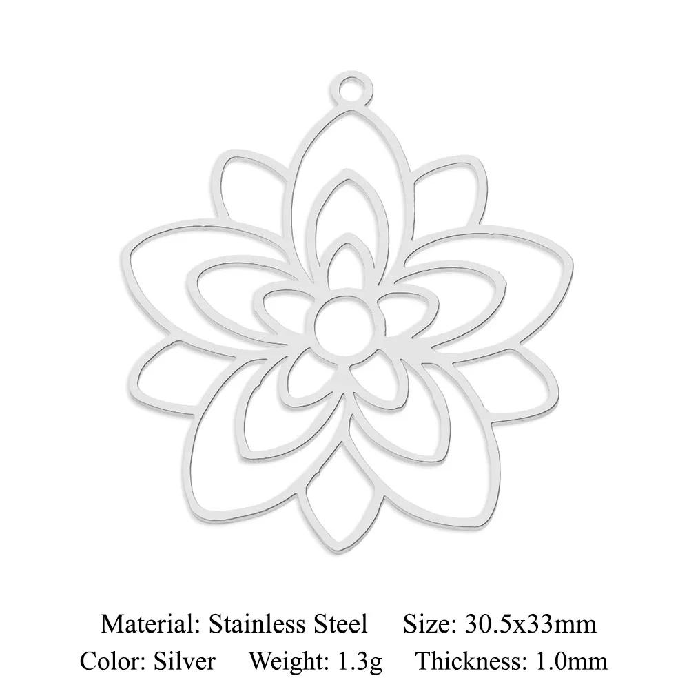 10pcs/lot 316 Stainless Steel Evil Eye Lotus DIY Earring Pendant Wholesale Jewelry Charms Angel Wing Yoga Tree of Life Custom