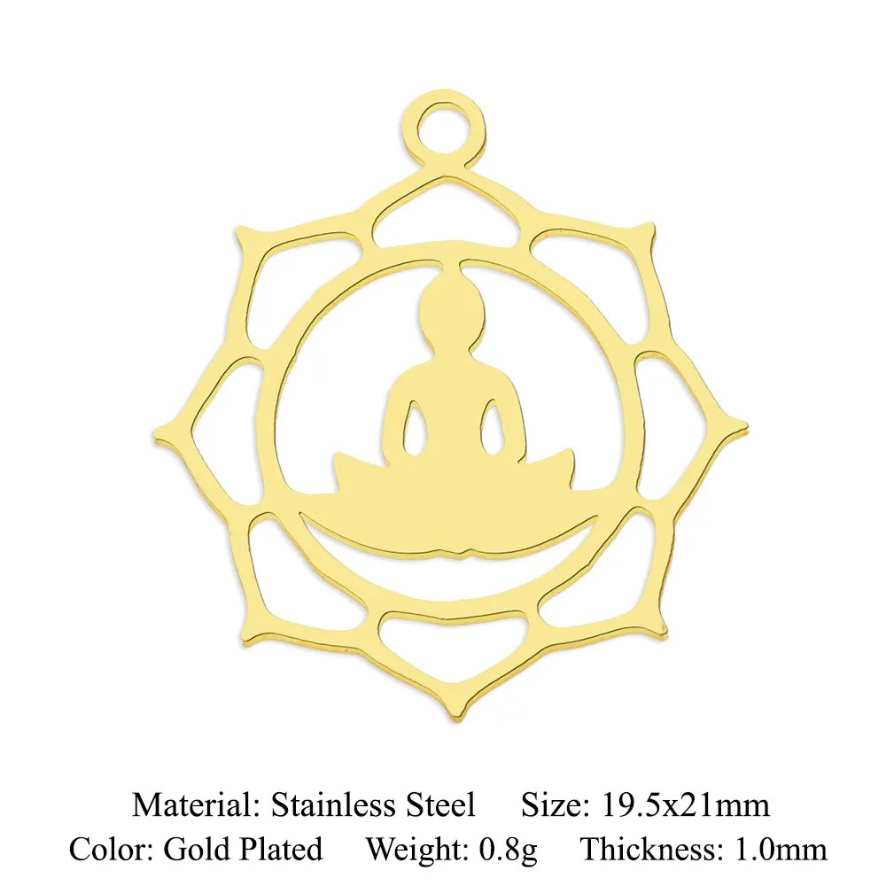 10pcs/lot 316 Stainless Steel Evil Eye Lotus DIY Earring Pendant Wholesale Jewelry Charms Angel Wing Yoga Tree of Life Custom