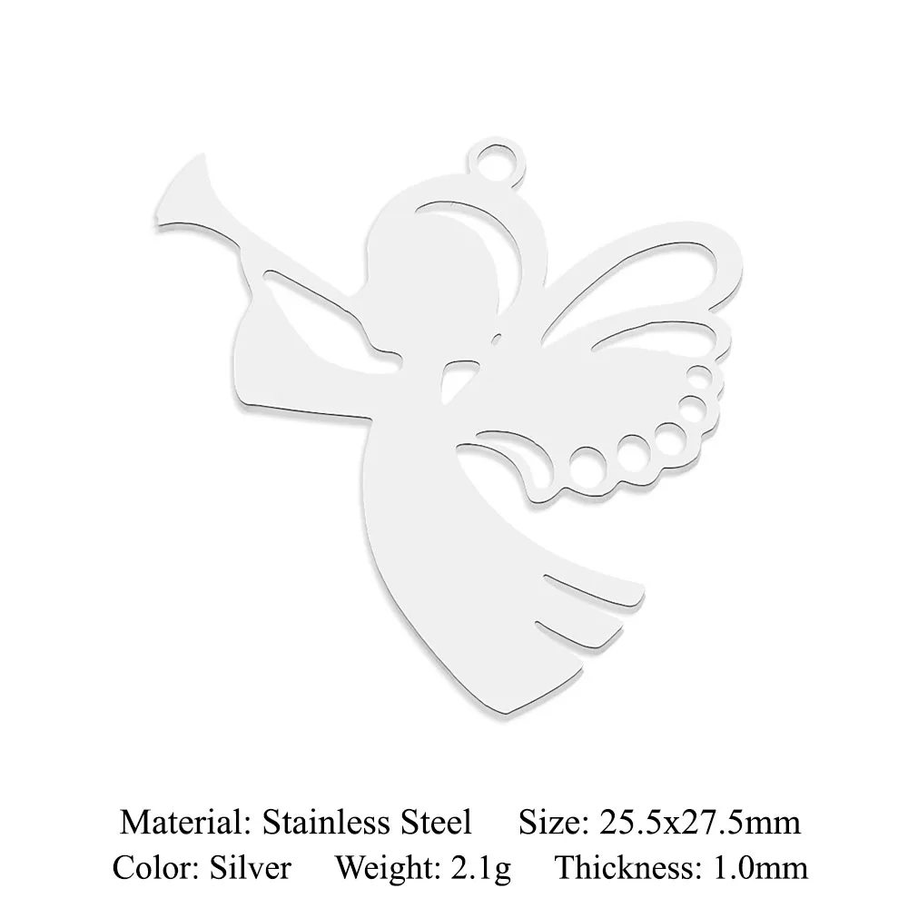 10pcs/lot 316 Stainless Steel Evil Eye Lotus DIY Earring Pendant Wholesale Jewelry Charms Angel Wing Yoga Tree of Life Custom