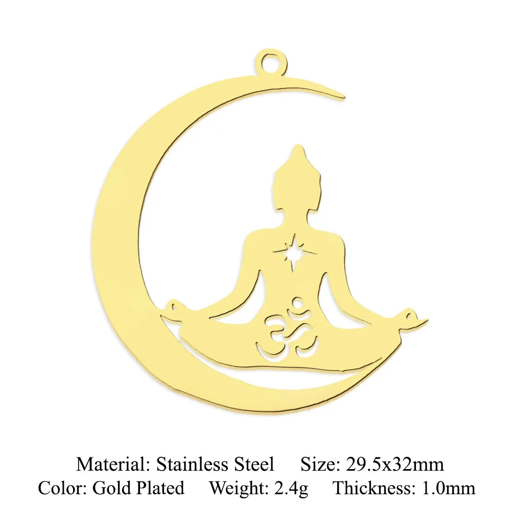 10pcs/lot 316 Stainless Steel Evil Eye Lotus DIY Earring Pendant Wholesale Jewelry Charms Angel Wing Yoga Tree of Life Custom