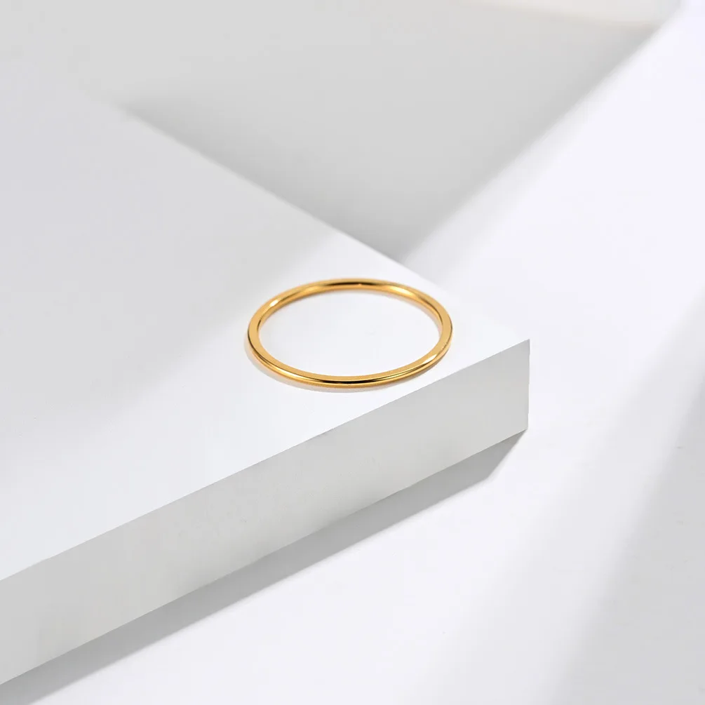 1mm Titanium Steel Ring Gold/Rose Gold/ Silver Color Simple Female Thin Ring Wedding Jewelry Gift