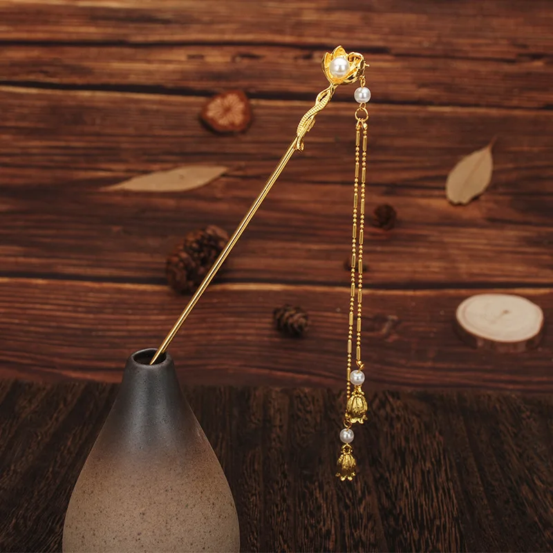Chinese Wedding Hair Accessories Vintage Hairpins For Women Elegant Alloy Hair Stick Personalized Retro Hanfu Cloth Hair Jewelry