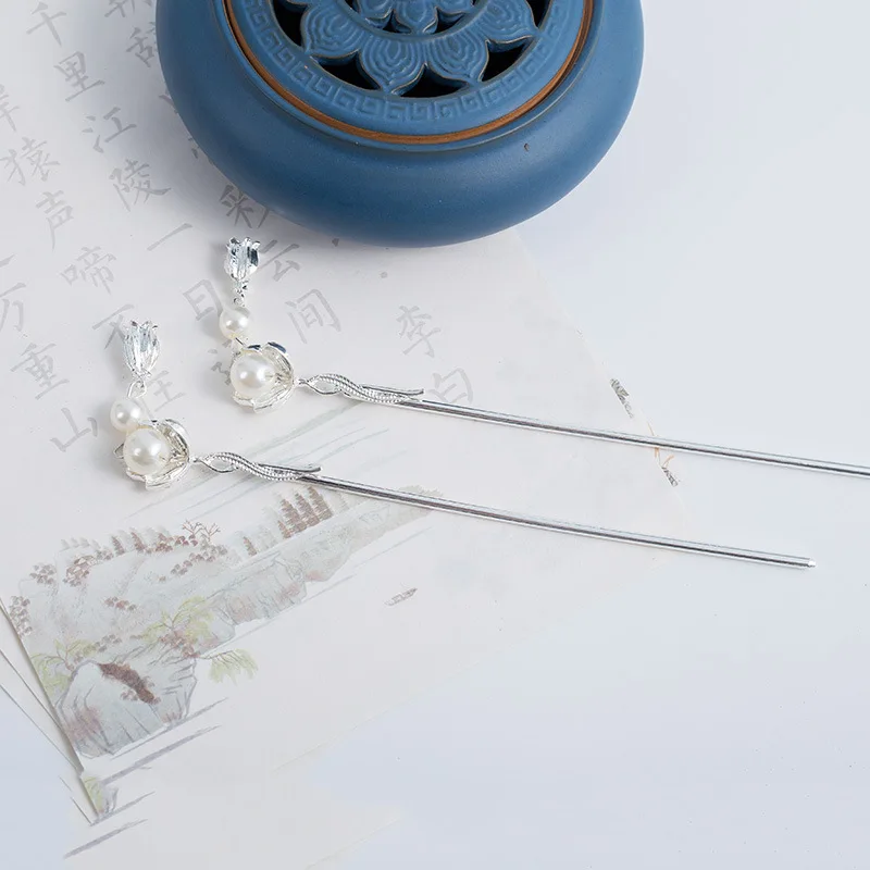 Chinese Wedding Hair Accessories Vintage Hairpins For Women Elegant Alloy Hair Stick Personalized Retro Hanfu Cloth Hair Jewelry
