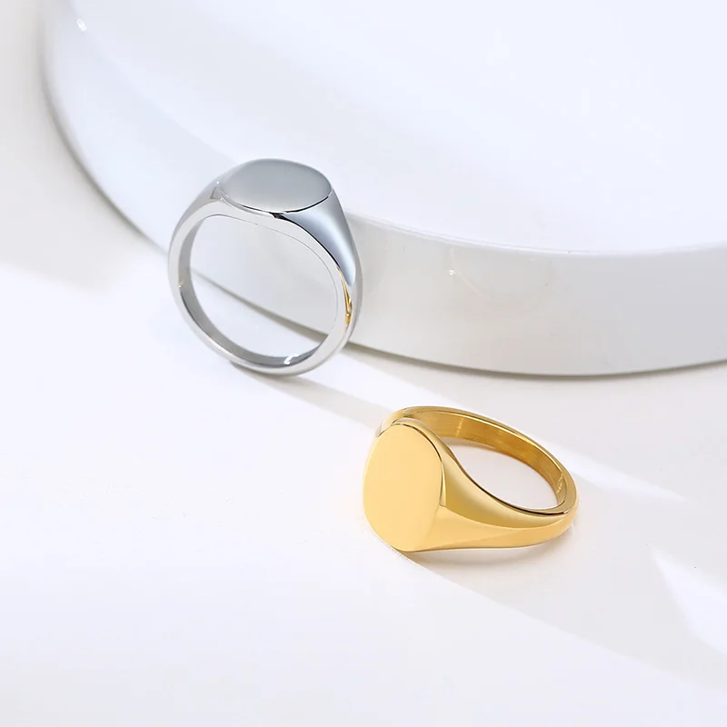 Pinky Ring, Signet Ring, Men Women Ring,Stainless Steel Floral Signet Rings,CZ North Star Celestial Ring
