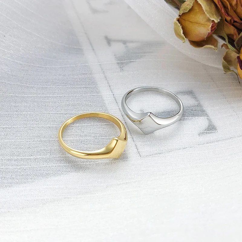 Pinky Ring, Signet Ring, Men Women Ring,Stainless Steel Floral Signet Rings,CZ North Star Celestial Ring