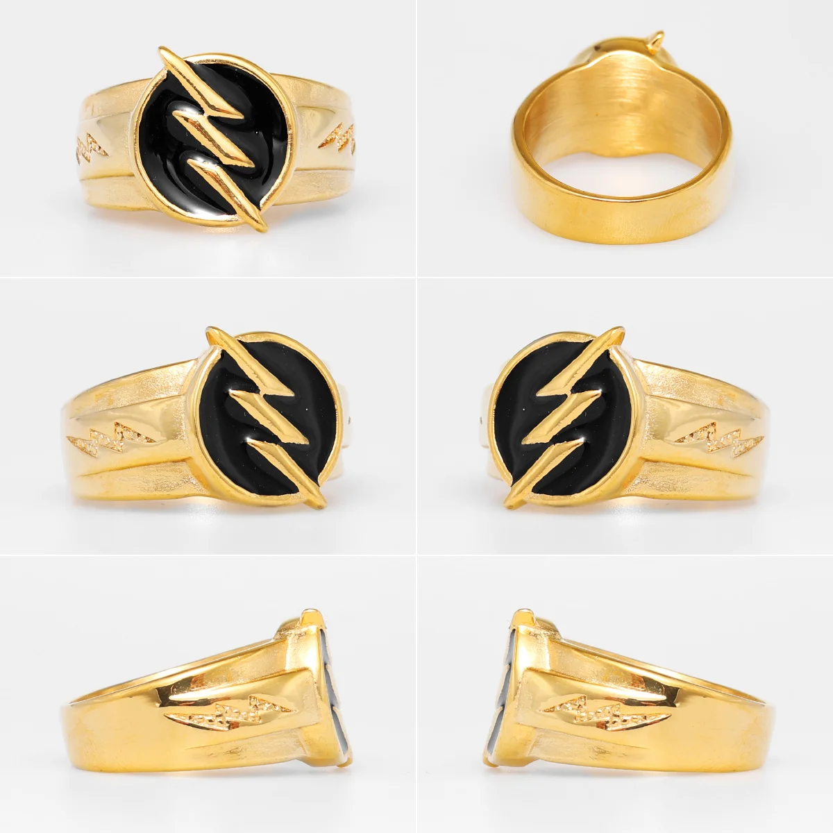Golden Lightning Men Rings 316L Stainless Steel Ring Hip Hop Golden Plated Classic for Friend Couple Jewelry Best Gift Wholesale