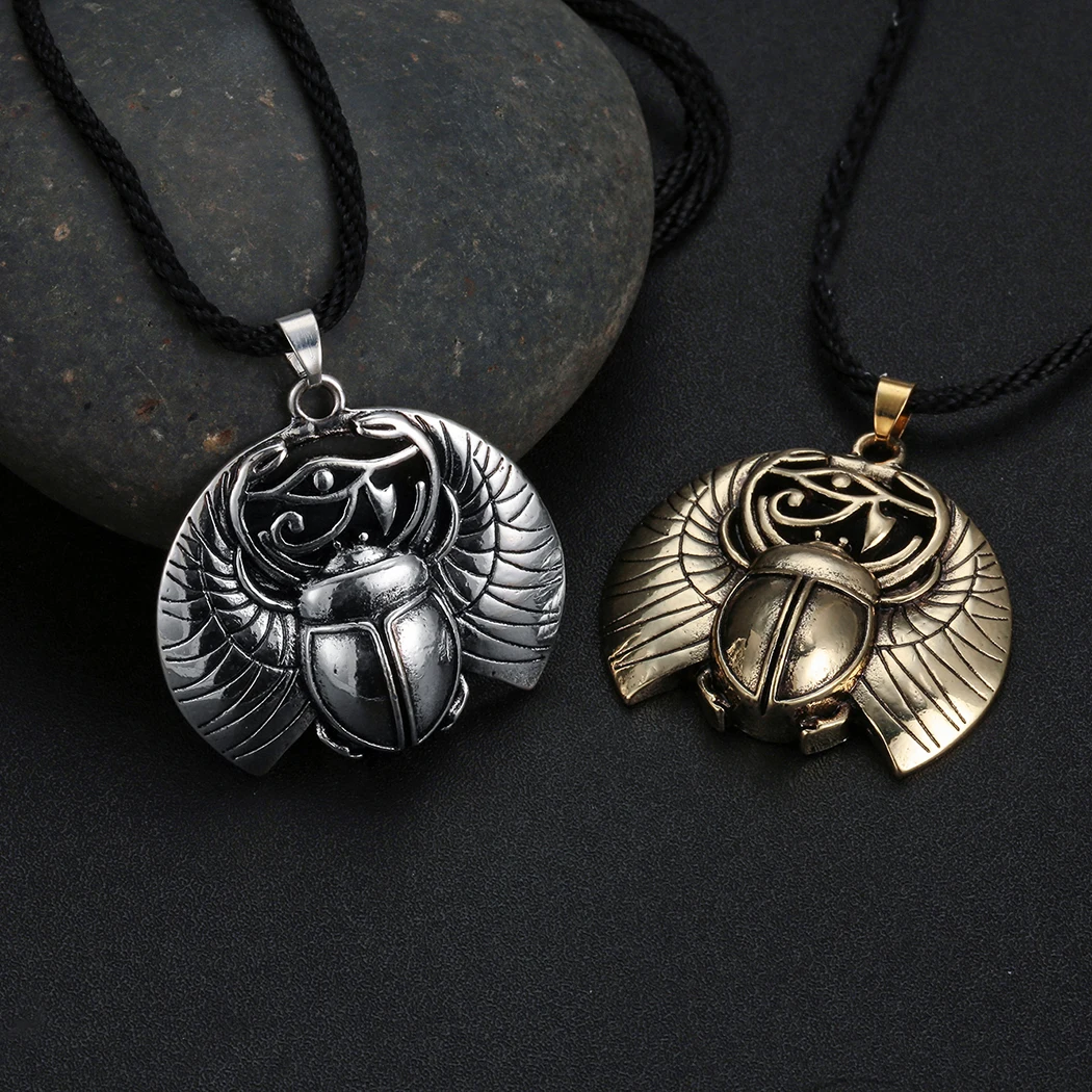 Scarab Necklace Eye of Horus Necklace Egyptian Beetle Wadjet Ancient Amulet Protection Symbolic Scarab Pendant Send Friends Gift