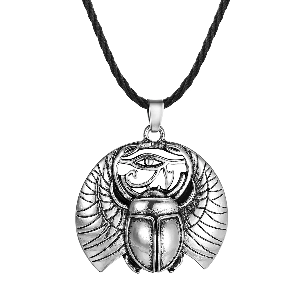 Scarab Necklace Eye of Horus Necklace Egyptian Beetle Wadjet Ancient Amulet Protection Symbolic Scarab Pendant Send Friends Gift