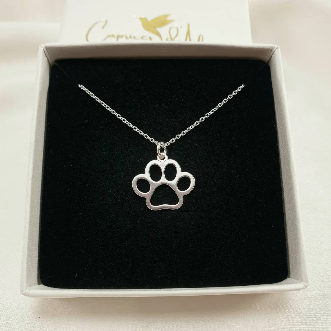 Paw Print Necklace Dainty PawPrint Pendant Gift for Dog Mom Cat Lover Vet Dogsitter Puppy Pet Loss Memorial Jewelry