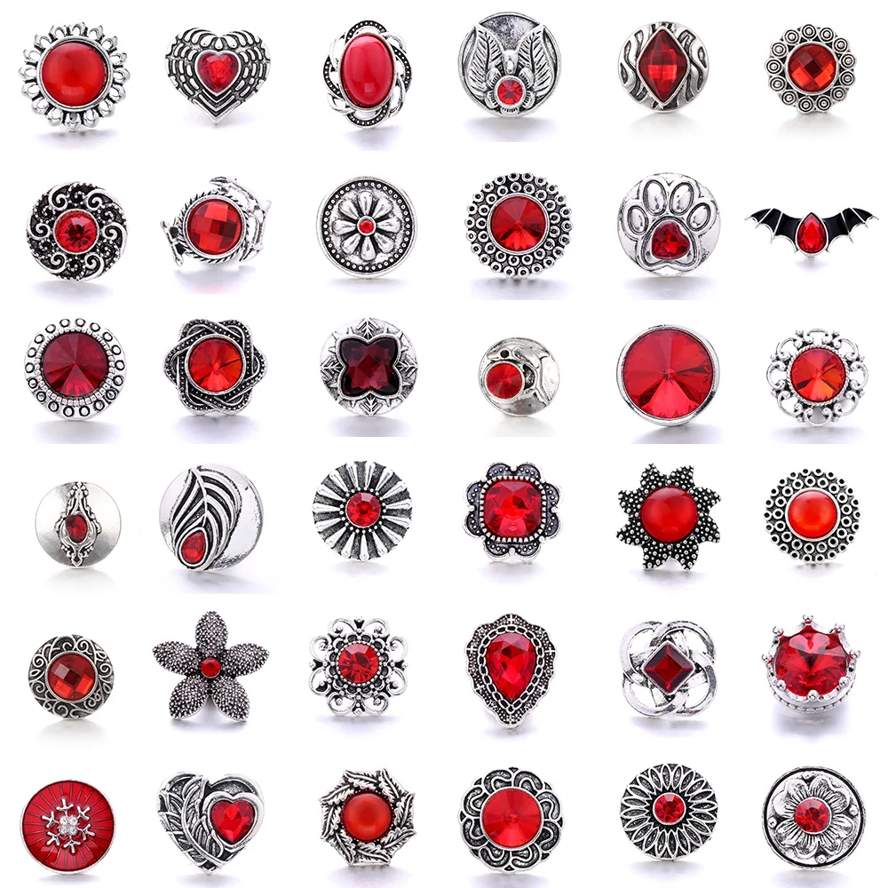 Forty Style High Quality Fashion Color Crystal Snap Button 5Pcs Snap Button Jewelry Women's 18mm Snap Bracelet Accessories Gift