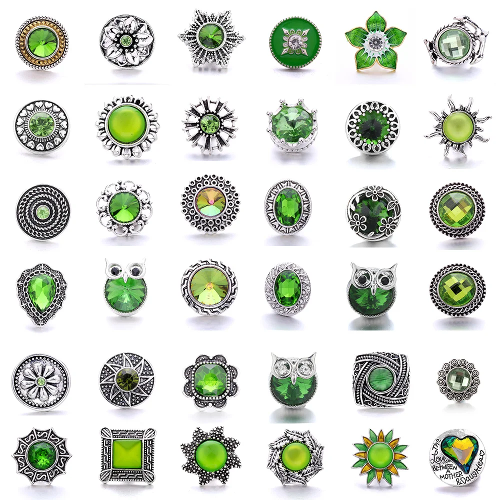 Forty Style High Quality Fashion Color Crystal Snap Button 5Pcs Snap Button Jewelry Women's 18mm Snap Bracelet Accessories Gift