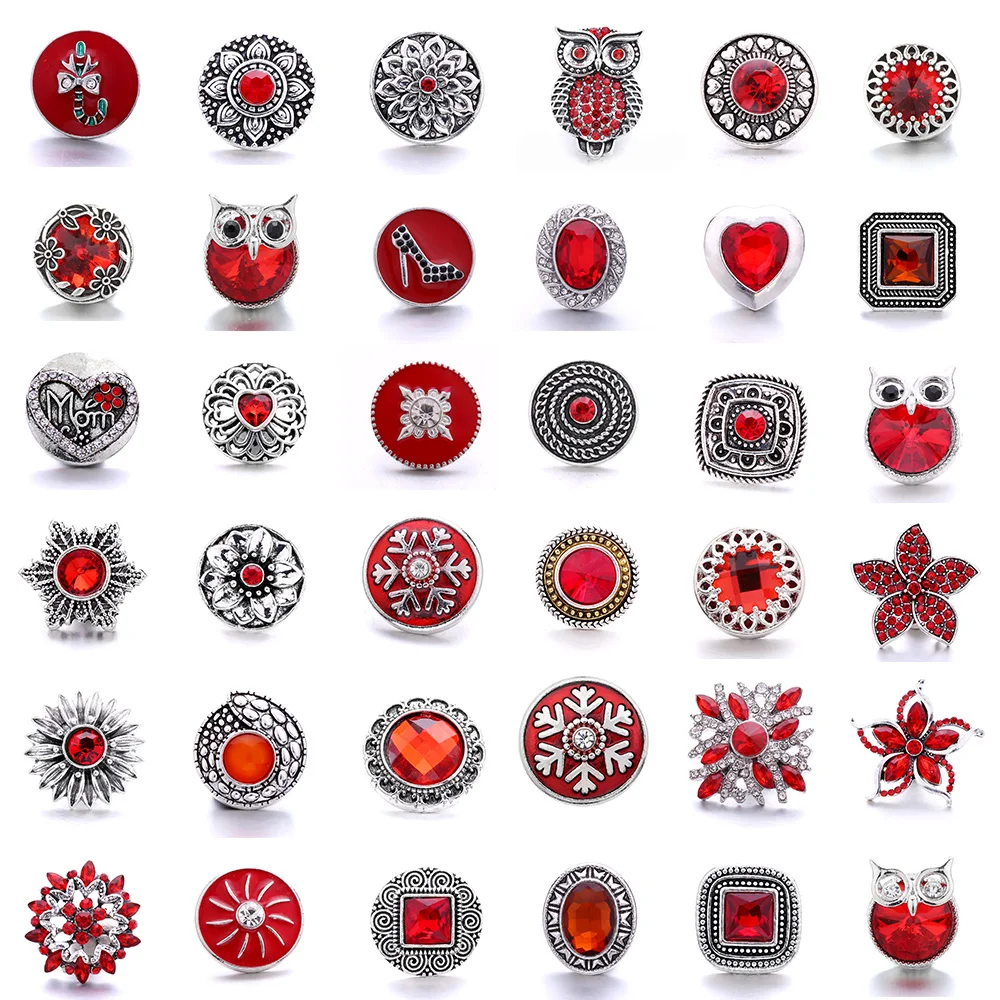Forty Style High Quality Fashion Color Crystal Snap Button 5Pcs Snap Button Jewelry Women's 18mm Snap Bracelet Accessories Gift