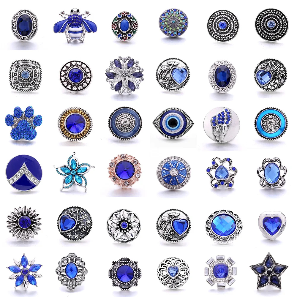 Forty Style High Quality Fashion Color Crystal Snap Button 5Pcs Snap Button Jewelry Women's 18mm Snap Bracelet Accessories Gift