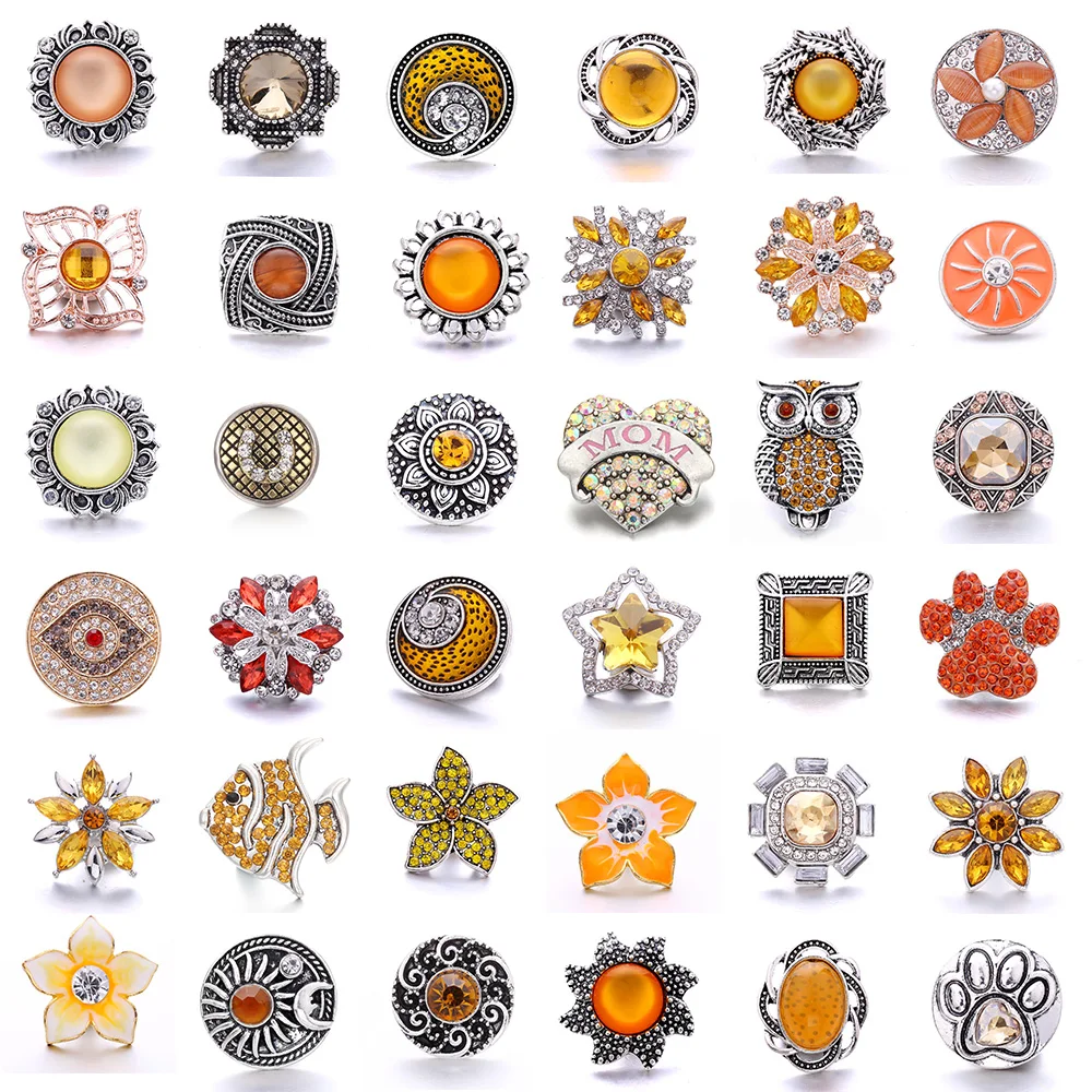 Forty Style High Quality Fashion Color Crystal Snap Button 5Pcs Snap Button Jewelry Women's 18mm Snap Bracelet Accessories Gift