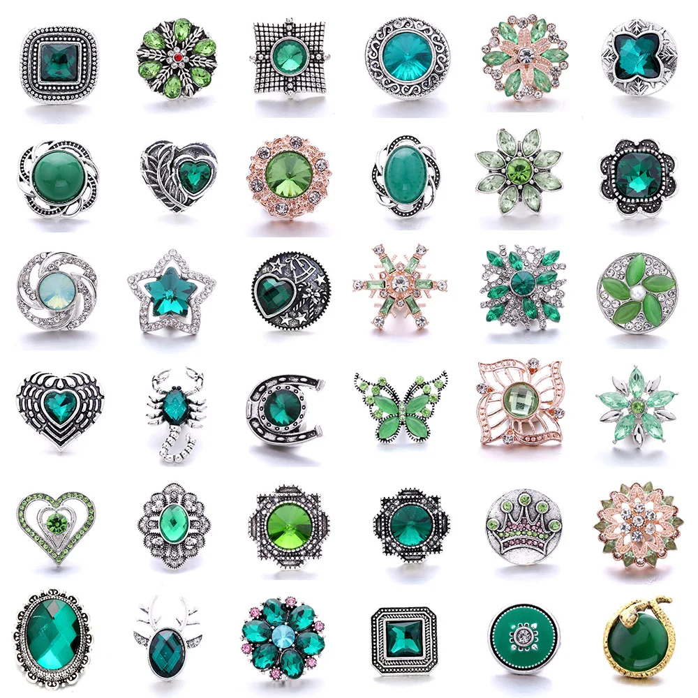 Forty Style High Quality Fashion Color Crystal Snap Button 5Pcs Snap Button Jewelry Women's 18mm Snap Bracelet Accessories Gift