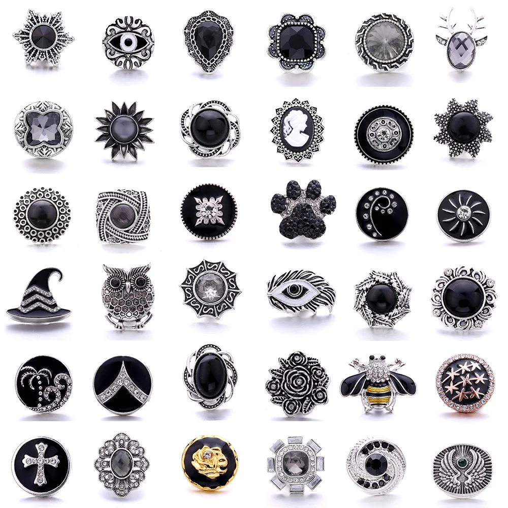 Forty Style High Quality Fashion Color Crystal Snap Button 5Pcs Snap Button Jewelry Women's 18mm Snap Bracelet Accessories Gift