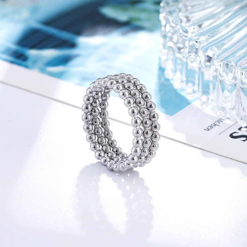 Cute Three In One Bead Chain Shape Ring Stainless Steel High Quality Jewelry Gift Ring For Women And Girls Drop Shipping