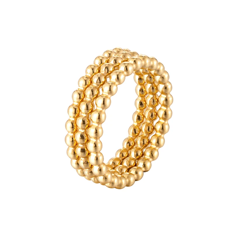 Cute Three In One Bead Chain Shape Ring Stainless Steel High Quality Jewelry Gift Ring For Women And Girls Drop Shipping