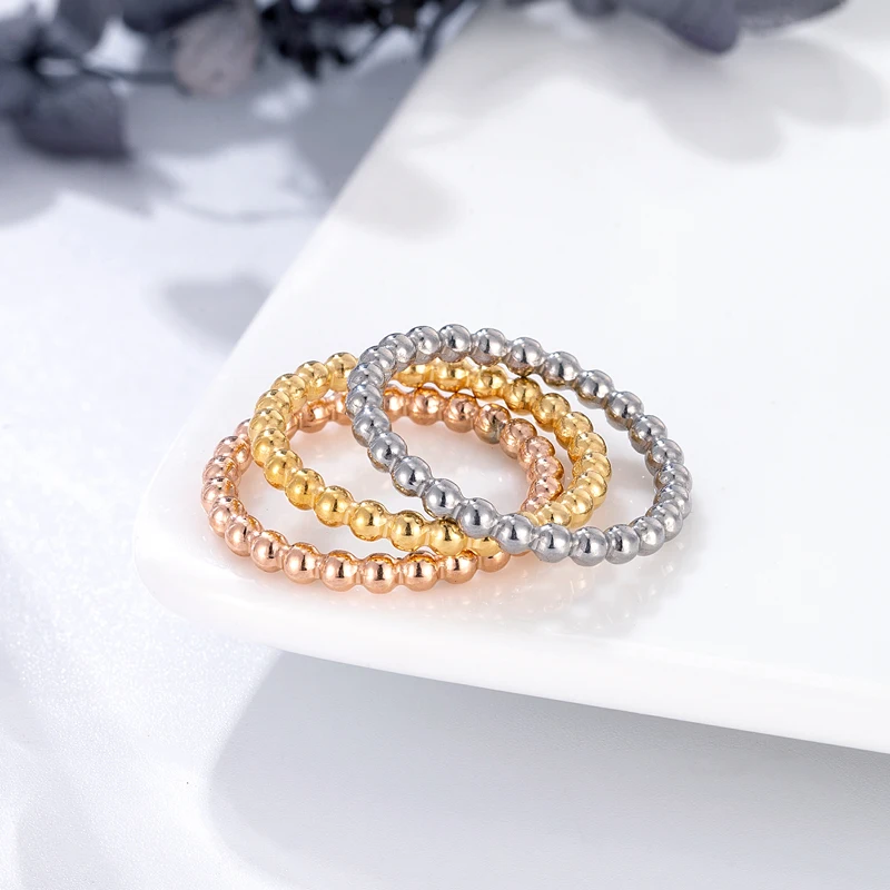 Cute Three In One Bead Chain Shape Ring Stainless Steel High Quality Jewelry Gift Ring For Women And Girls Drop Shipping