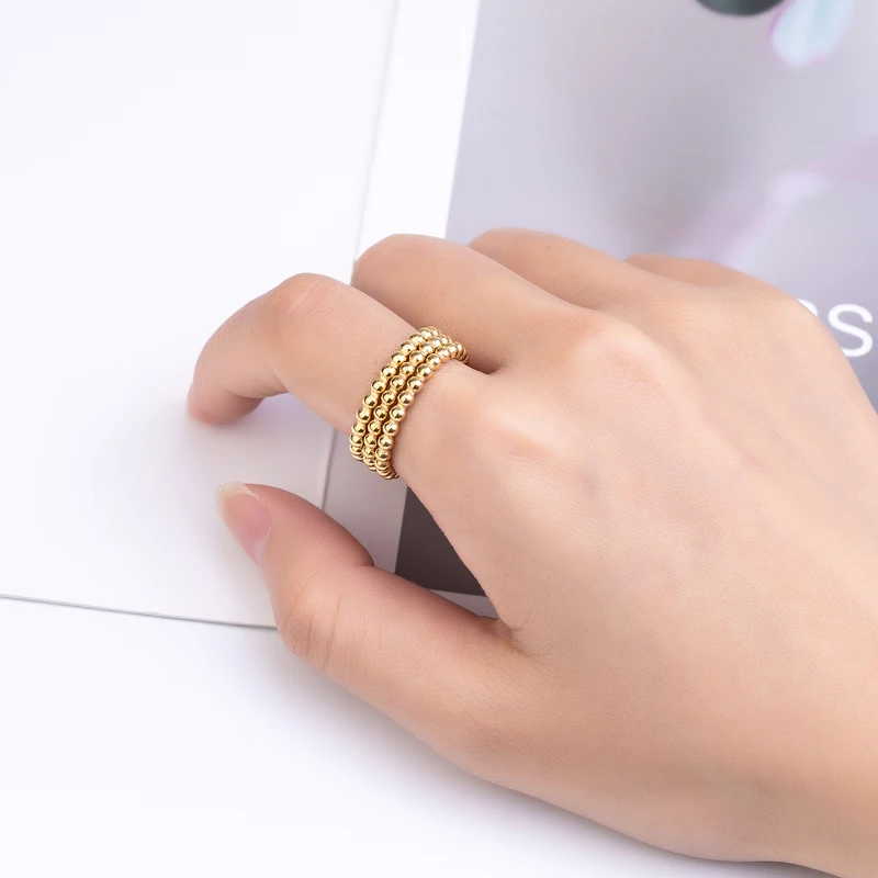 Cute Three In One Bead Chain Shape Ring Stainless Steel High Quality Jewelry Gift Ring For Women And Girls Drop Shipping