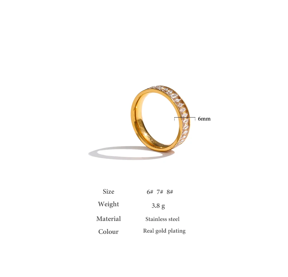 Yhpup Stainless Steel Cubic Zirconia Ring Fashion Jewelry Exquisite Wedding Engagement Finger Ring for Women Bijoux Femme Gift