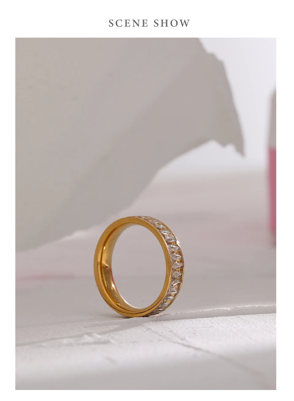 Yhpup Stainless Steel Cubic Zirconia Ring Fashion Jewelry Exquisite Wedding Engagement Finger Ring for Women Bijoux Femme Gift