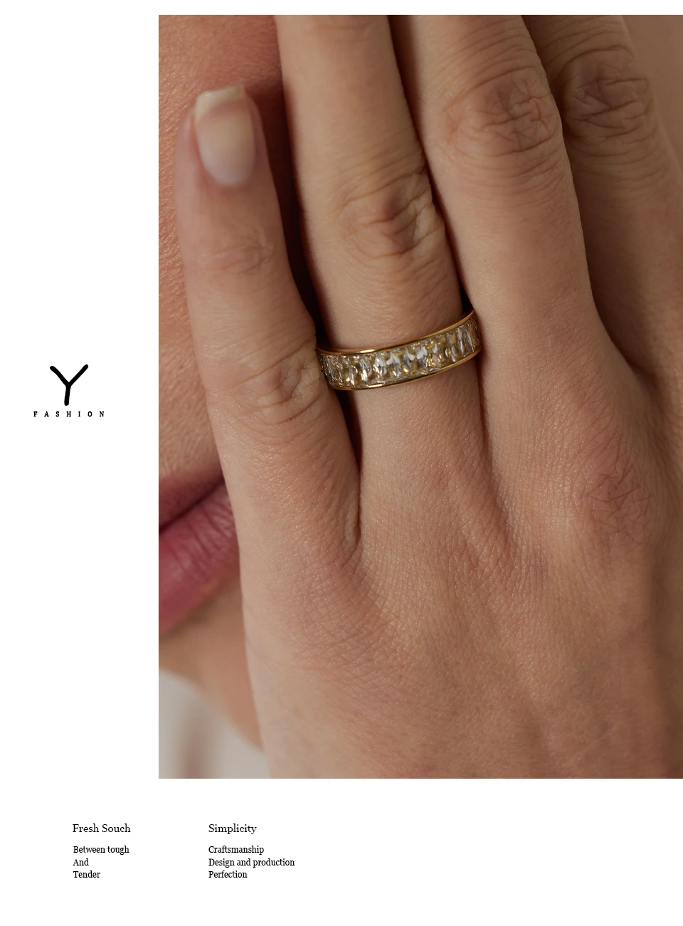 Yhpup Stainless Steel Cubic Zirconia Ring Fashion Jewelry Exquisite Wedding Engagement Finger Ring for Women Bijoux Femme Gift