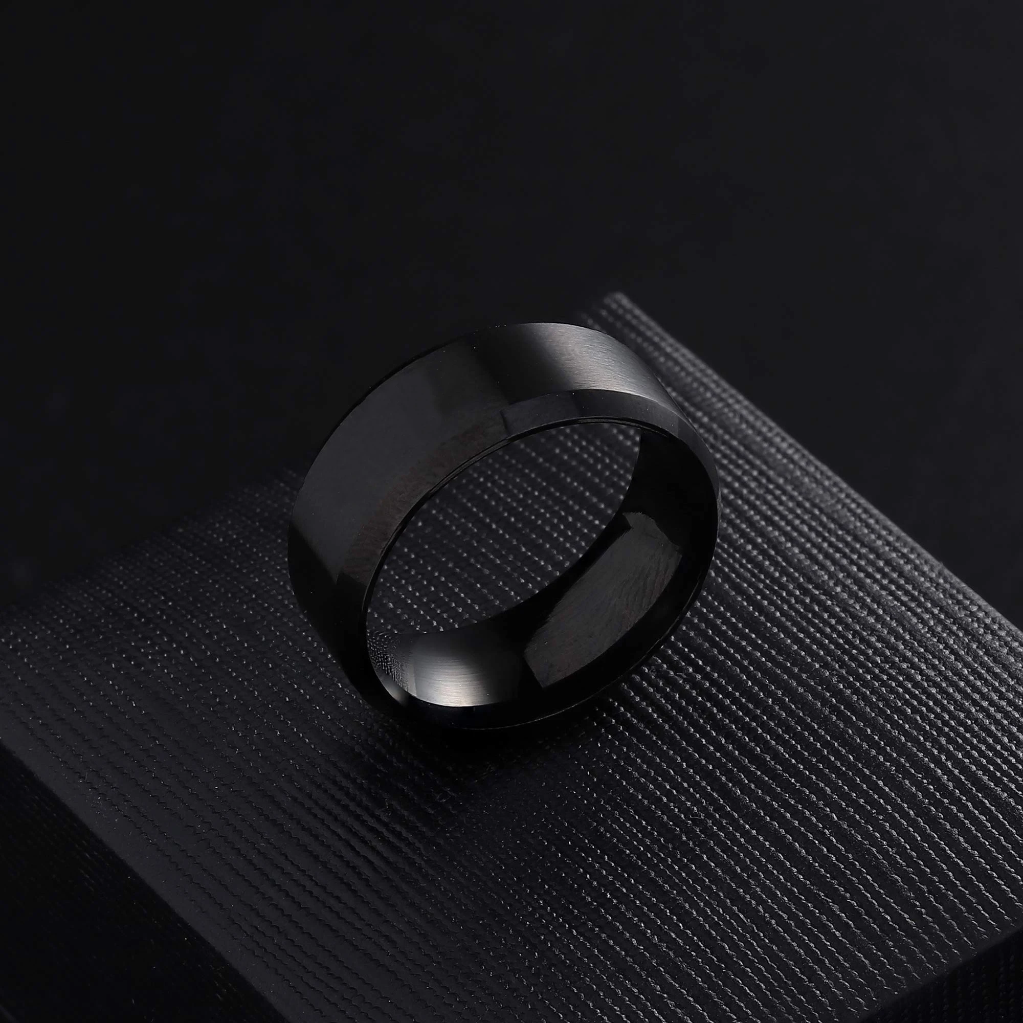 Fashion Men's Smooth Black Stainless Steel Rings Width Signet Square Infinity Finge Ring Hiphop Male Wedding Party Jewelry Gift