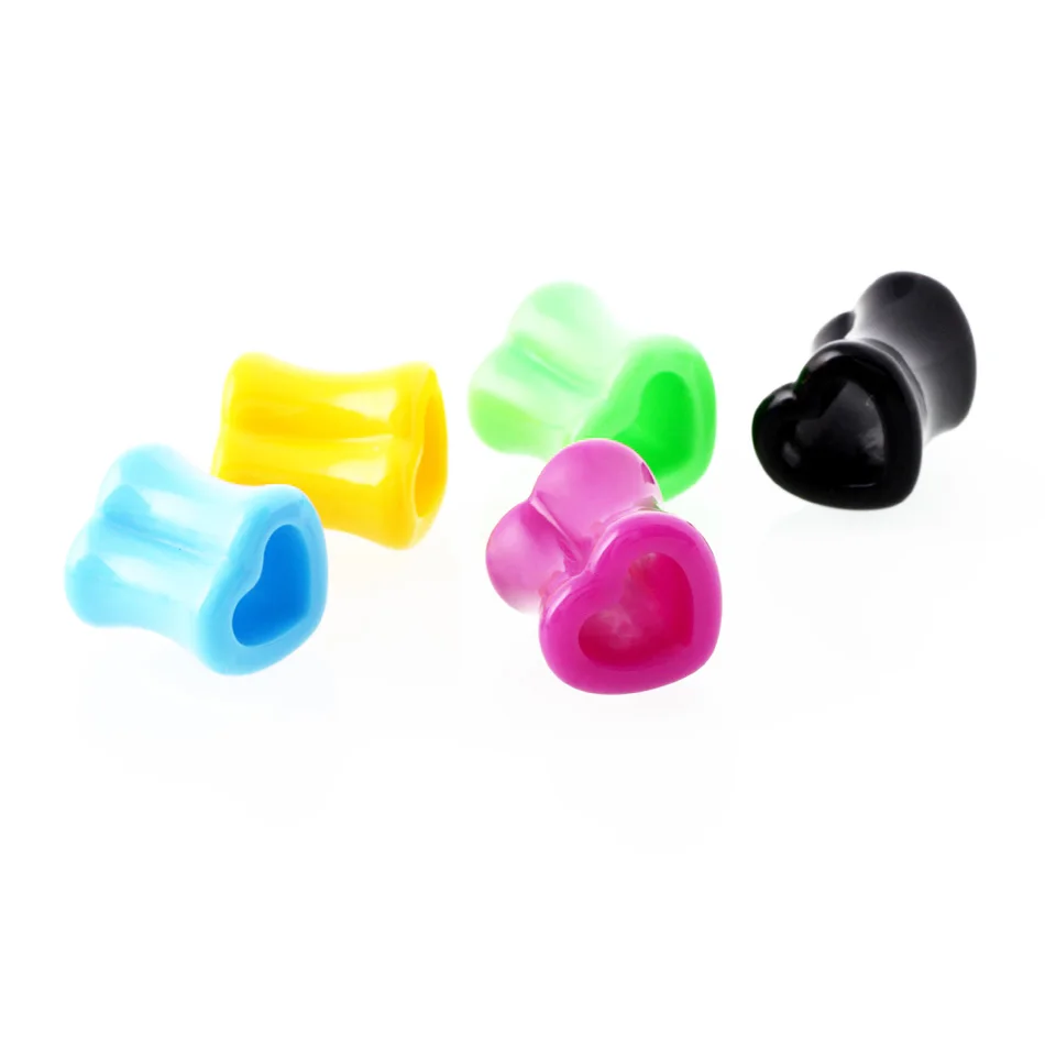 1Pair Heart Acrylic Ear Tunnel Plug Ear Gauge Expander Colorful Flesh Stretcher Unisex Body Piercing Jewelry White&Black 4-25mm