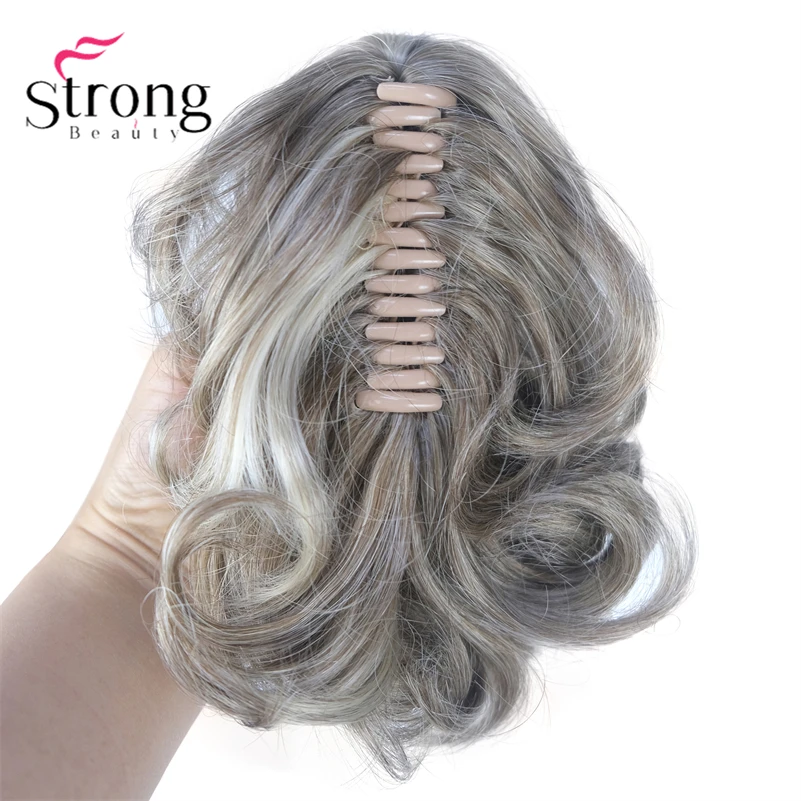 StrongBeauty Silver Short Natural Wave Ponytail Hair Extension With Claw Clip In Hairpiece COLOUR CHOICES