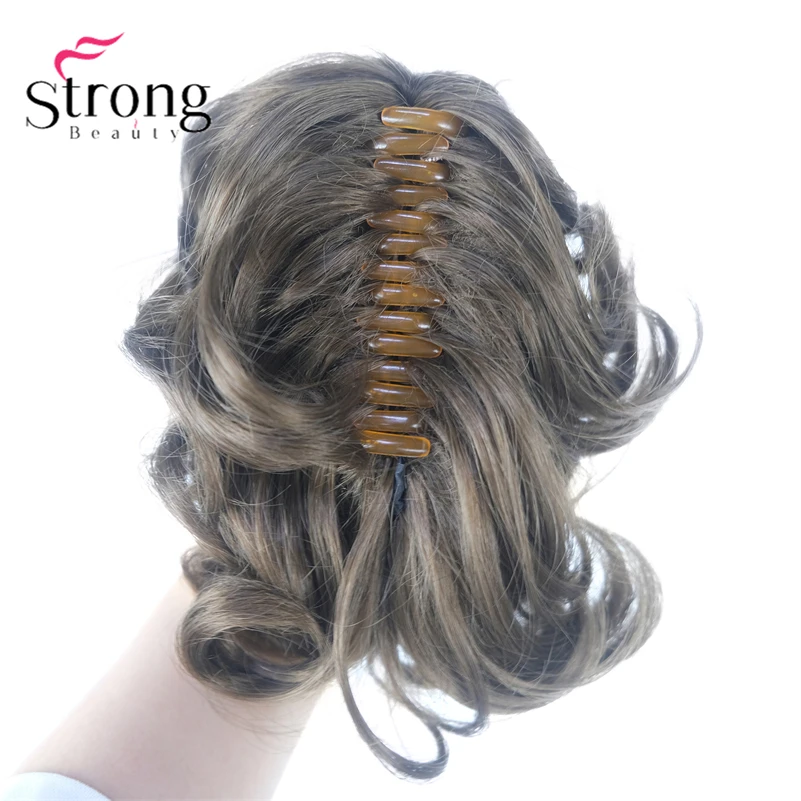 StrongBeauty Silver Short Natural Wave Ponytail Hair Extension With Claw Clip In Hairpiece COLOUR CHOICES