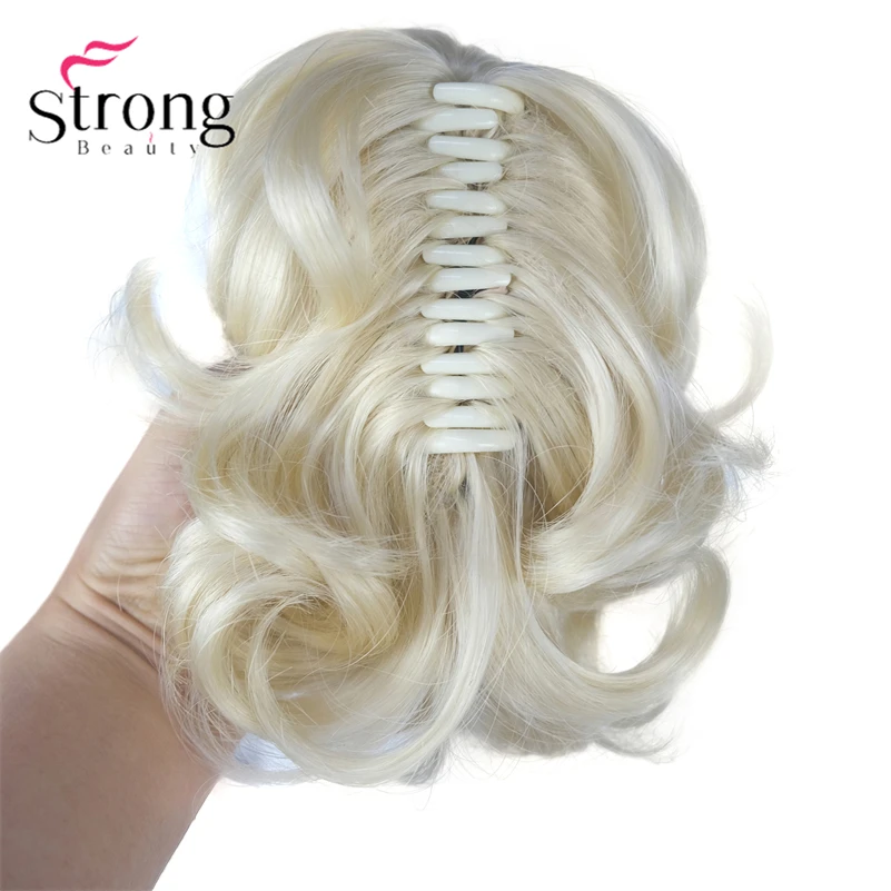 StrongBeauty Silver Short Natural Wave Ponytail Hair Extension With Claw Clip In Hairpiece COLOUR CHOICES
