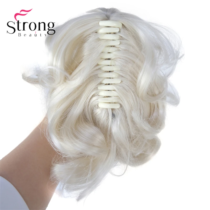 StrongBeauty Silver Short Natural Wave Ponytail Hair Extension With Claw Clip In Hairpiece COLOUR CHOICES