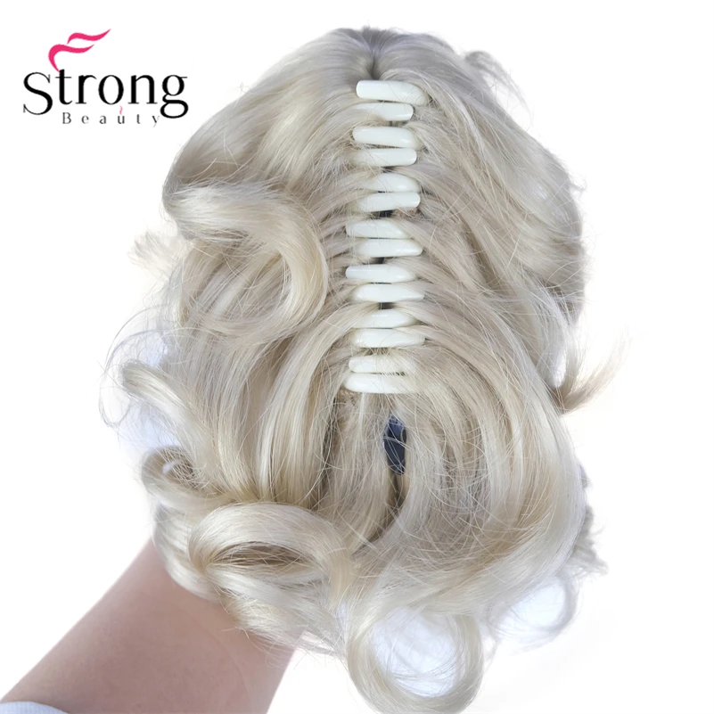 StrongBeauty Silver Short Natural Wave Ponytail Hair Extension With Claw Clip In Hairpiece COLOUR CHOICES